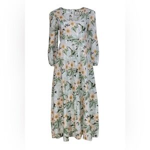 Tuckernuck Floral Long Sleeve Dress - Green and White